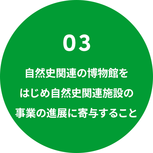 ⾃然史関連の博物館をはじめ⾃然史関連施設の事業の進展に寄与すること